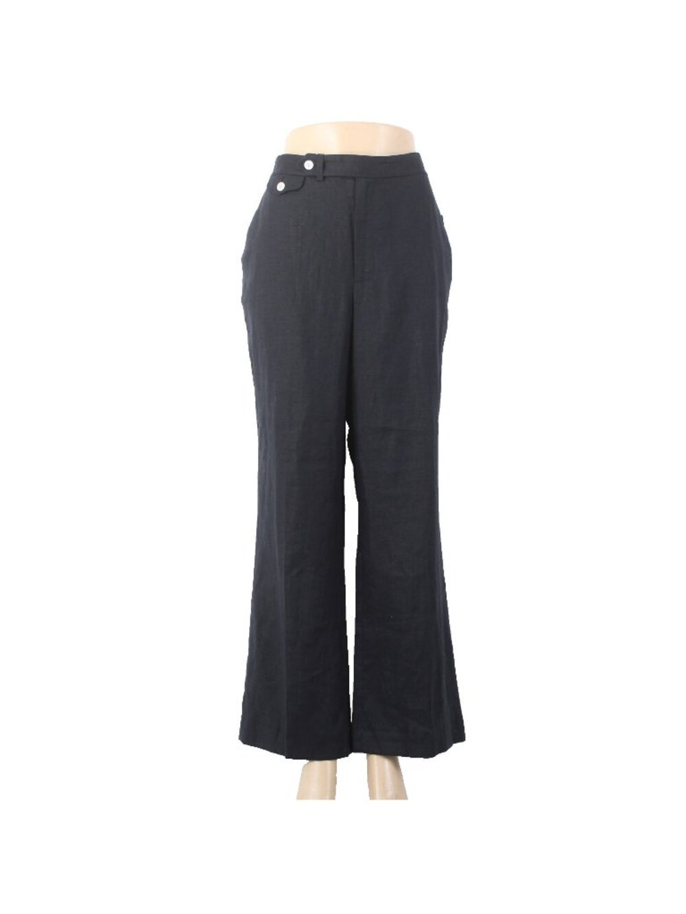Chaps Pant NEW Sz 12 x 29 Black Pockets Lined Wide Leg 100% Linen Acetate Pant